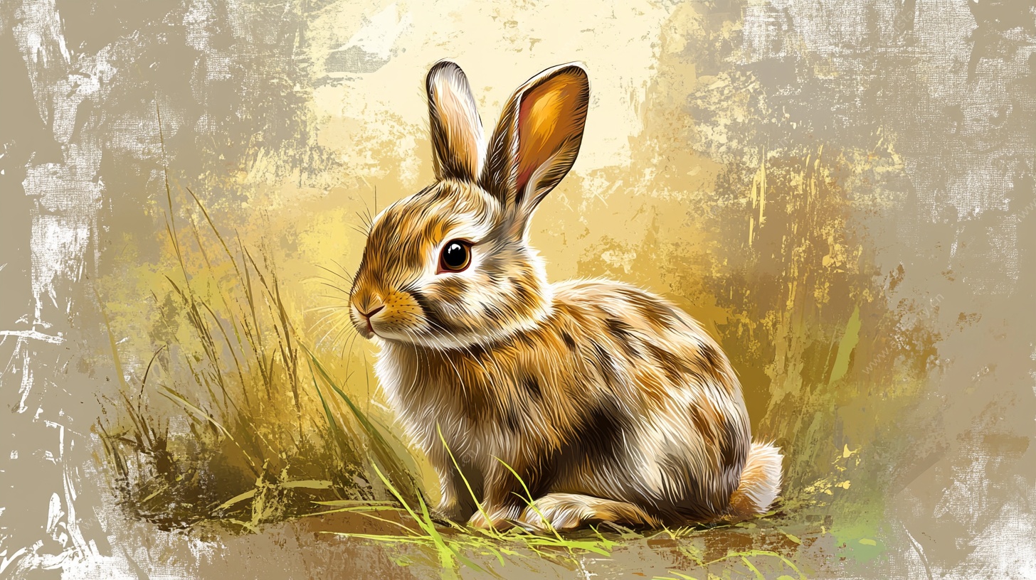 田园风野兔插画