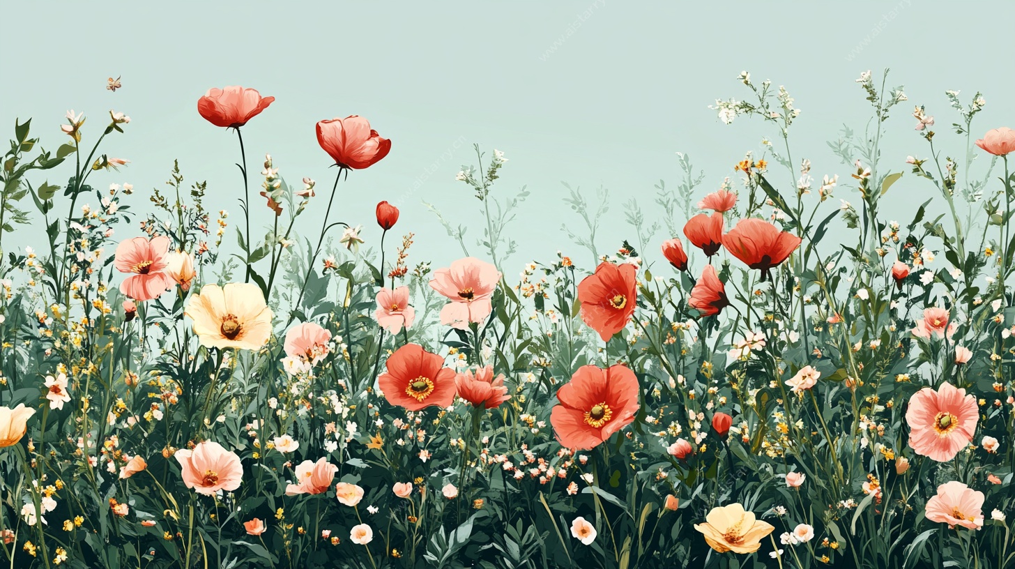 田野中的绚烂虞美人花