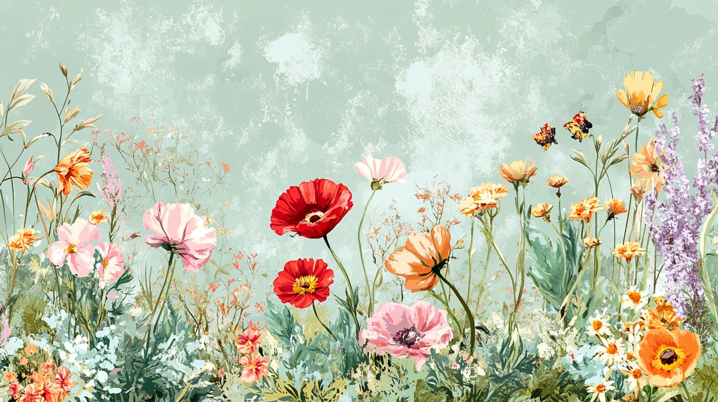 春日烂漫花卉图