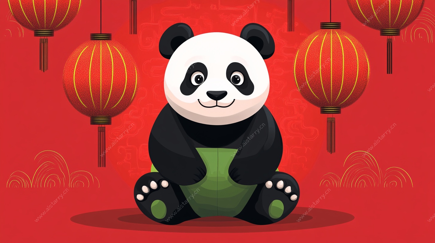 熊猫贺岁 红灯笼相伴