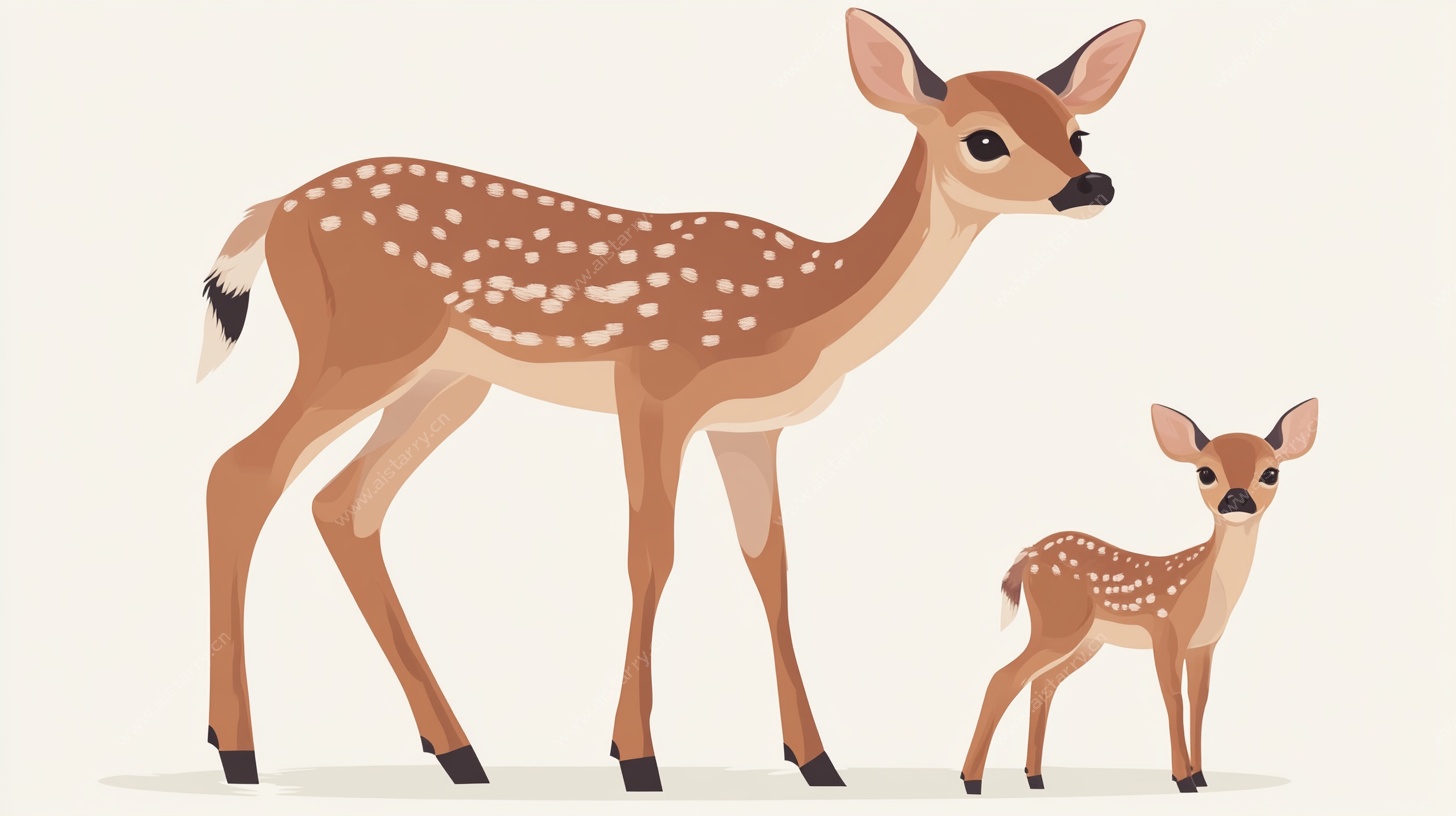 母鹿与小鹿的温馨画面