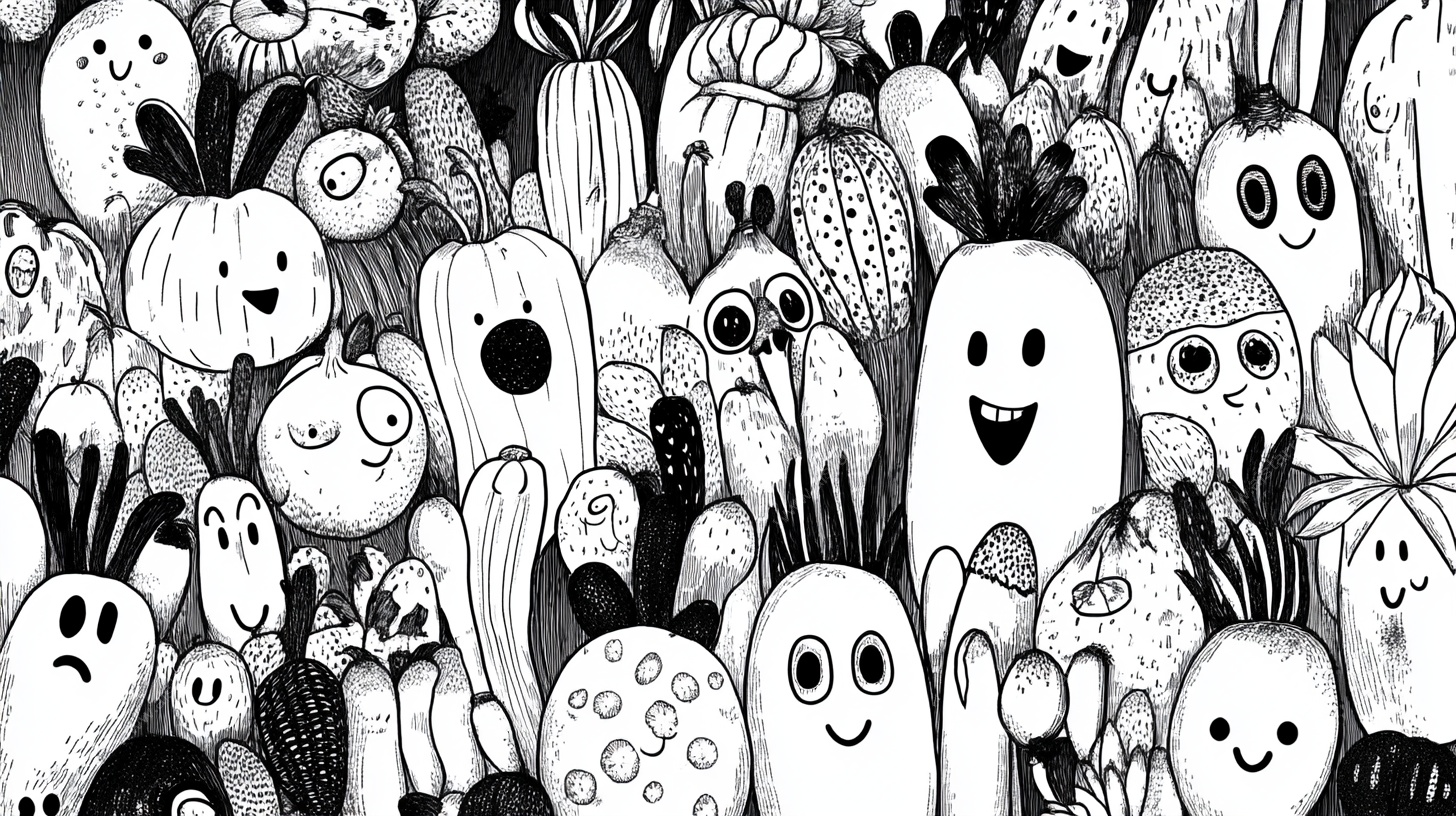 可爱黑白卡通植物大集合