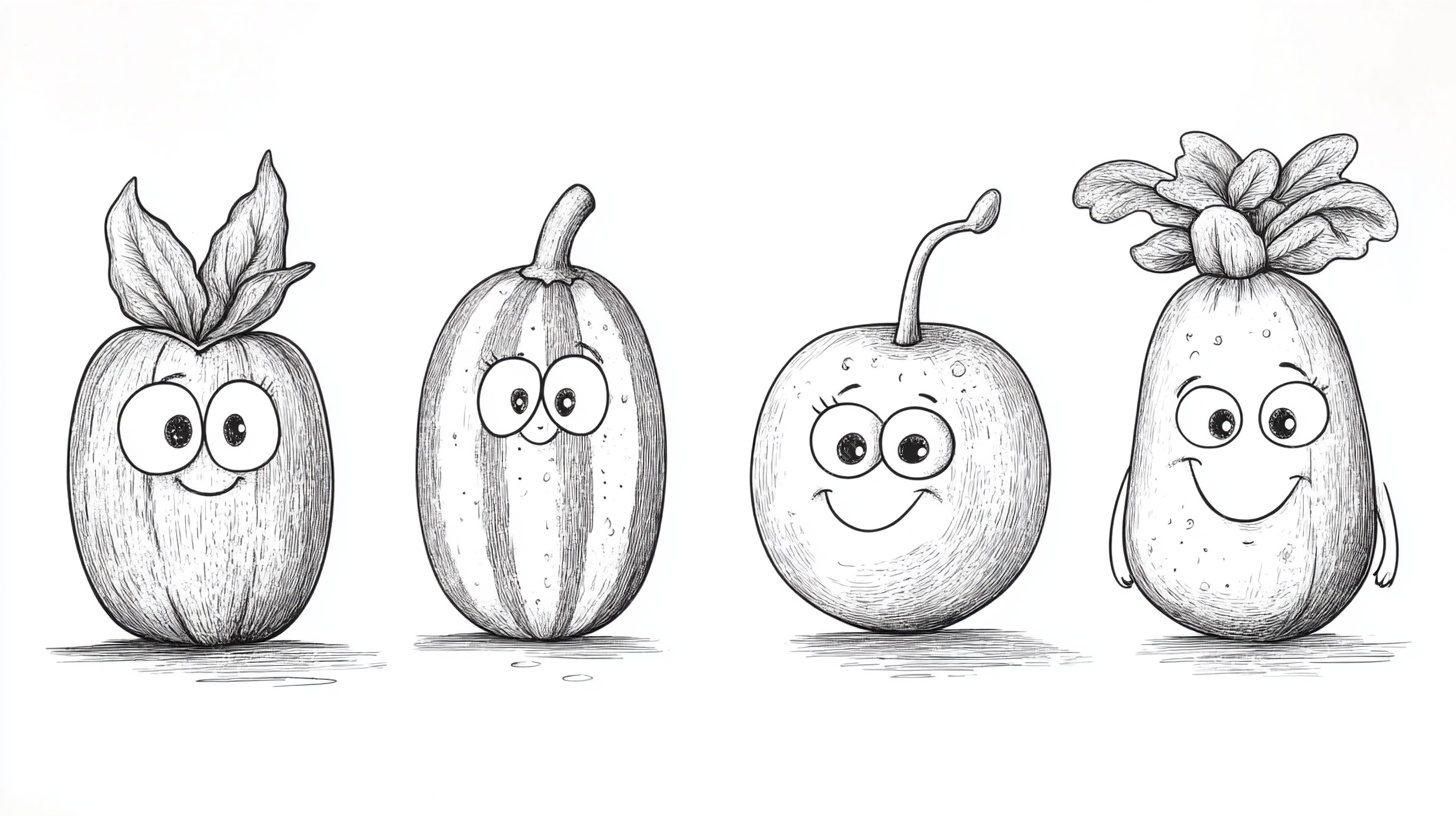 可爱拟人化蔬果四连拍