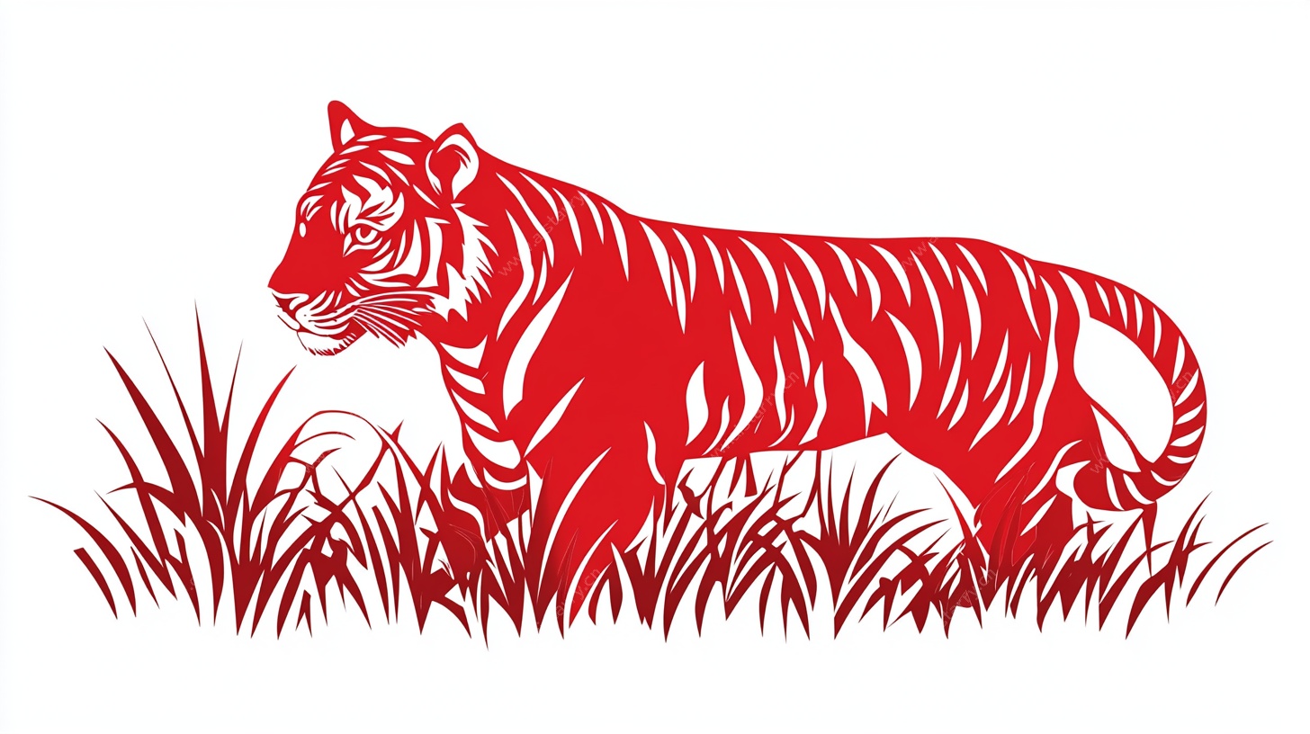 红虎剪纸形象