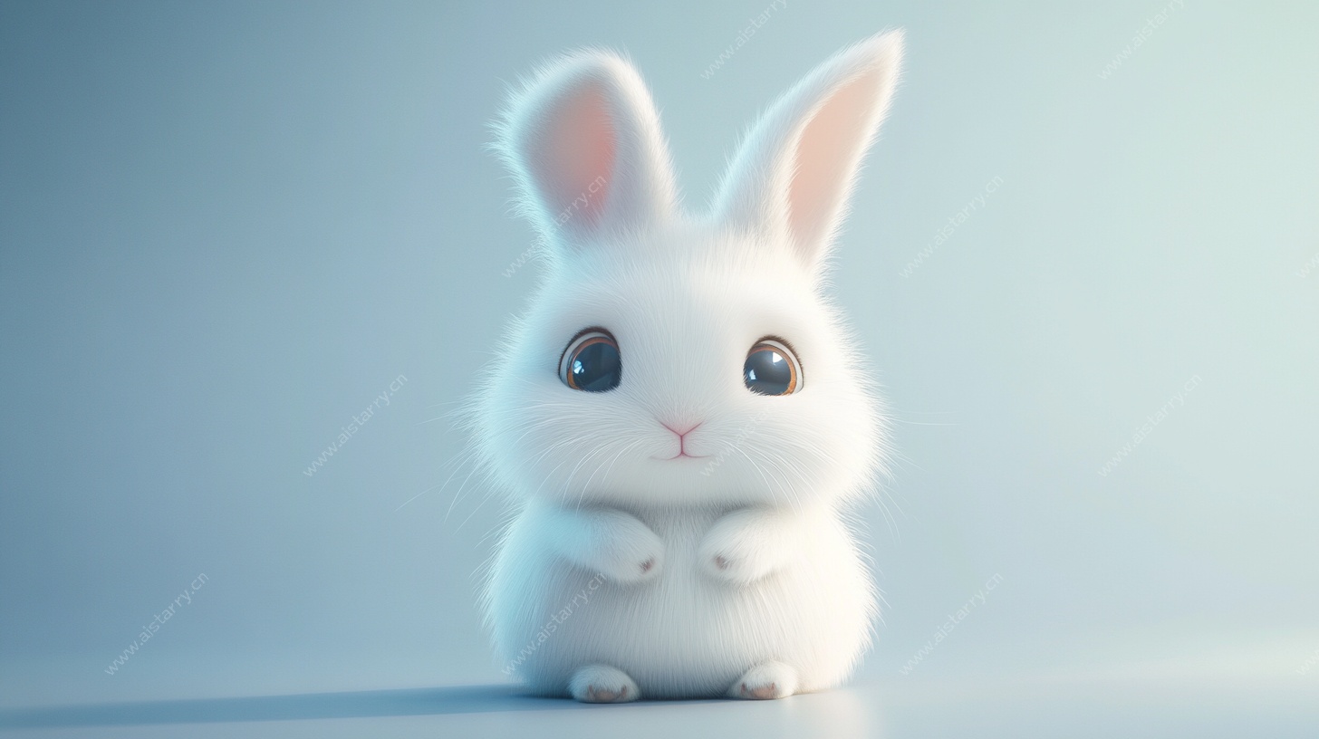 可爱白兔萌态立姿图