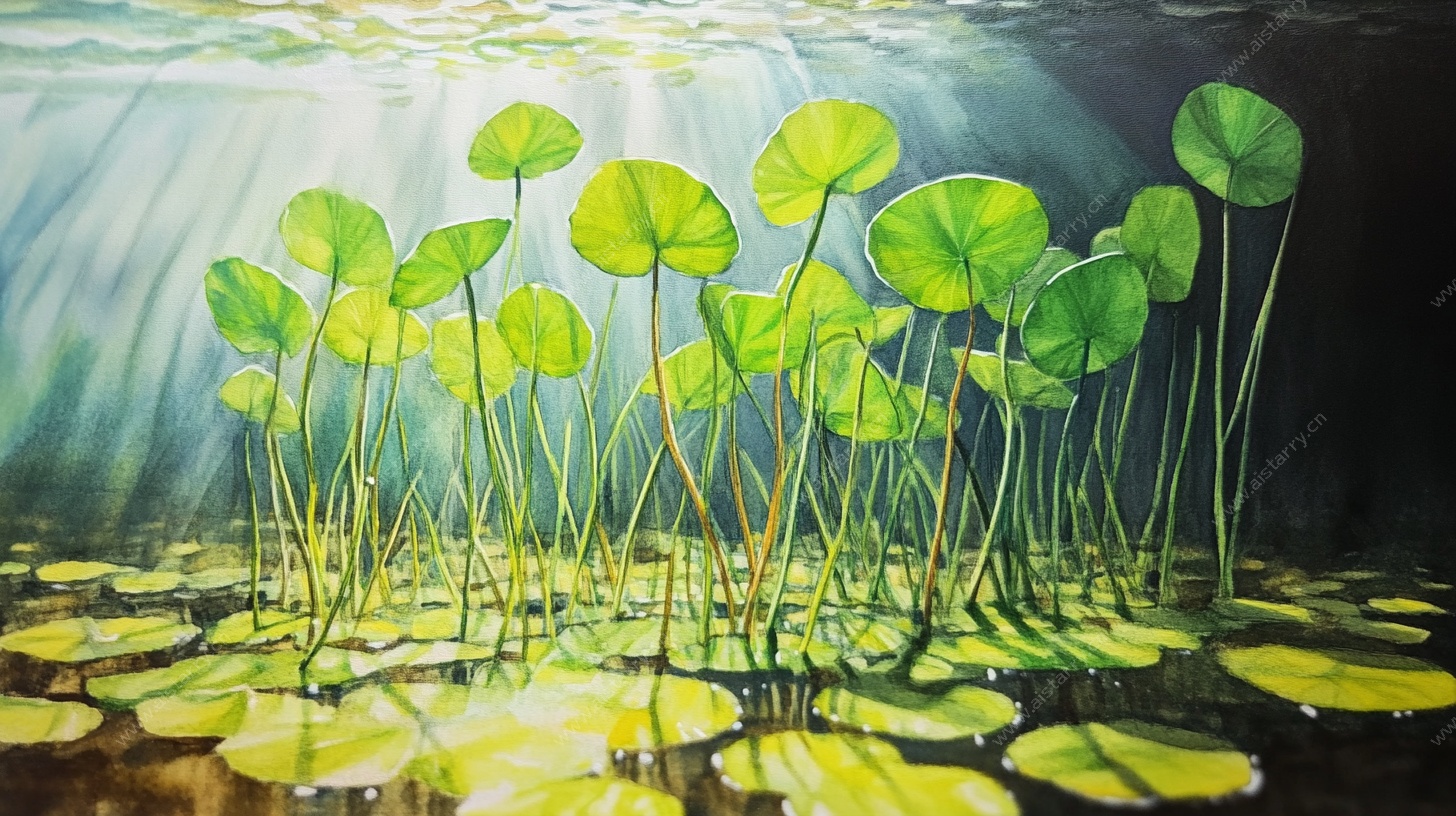 水下荷叶光影图