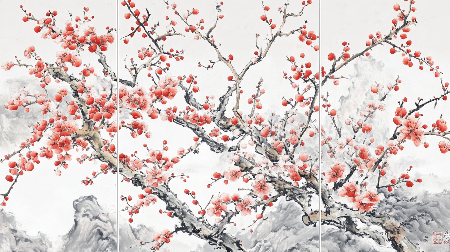 红梅傲雪图