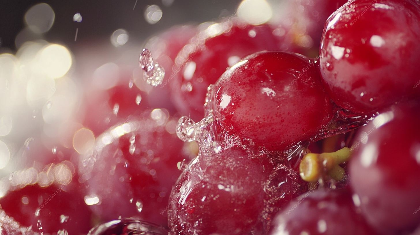 新鲜葡萄水珠四溅瞬间