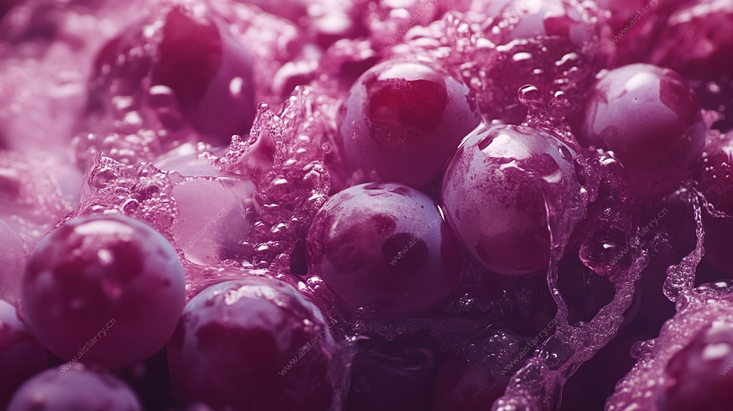 紫葡萄沐浴在水珠中