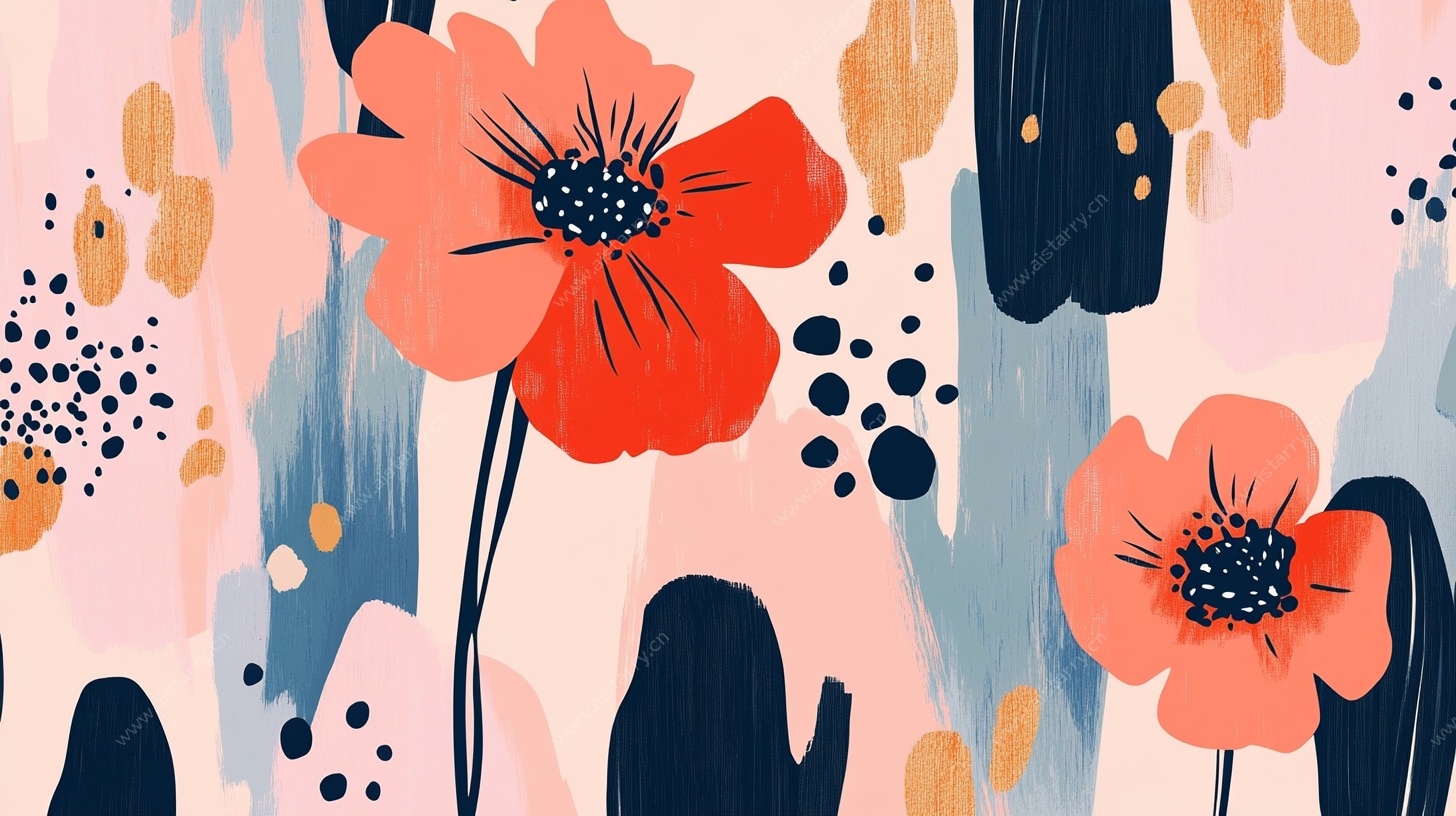 手绘花卉抽象图案