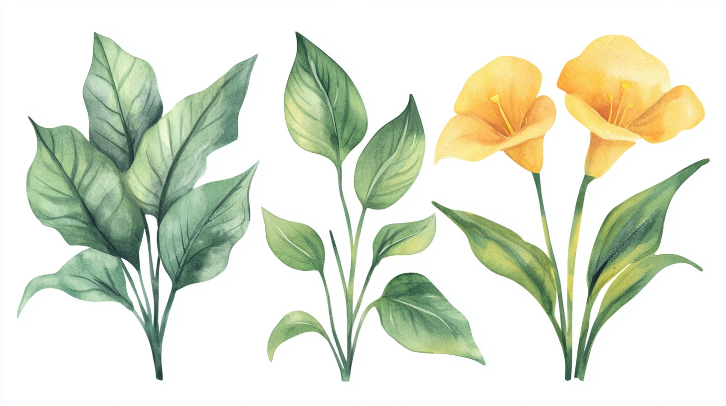 水彩风花卉绿植插画