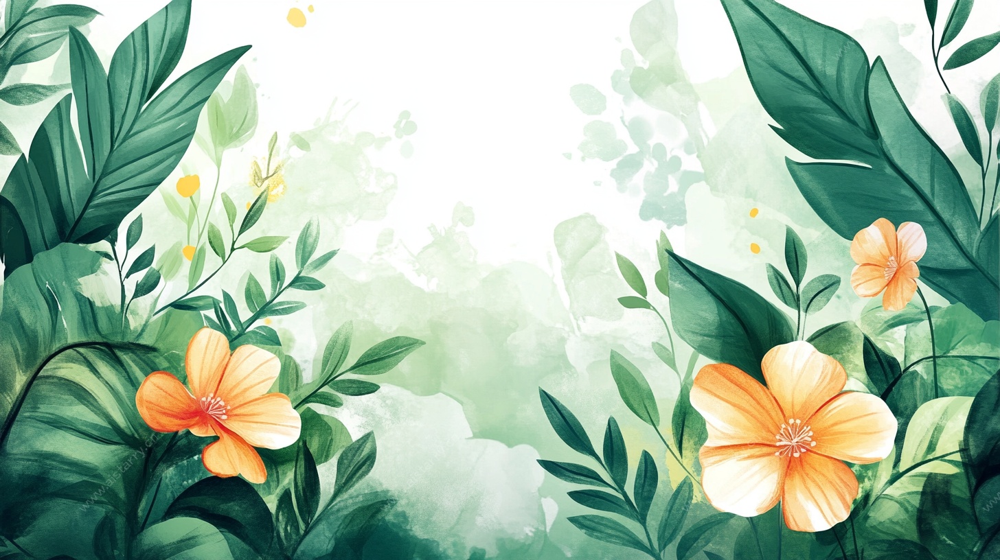 夏日花卉绿植清新边框图