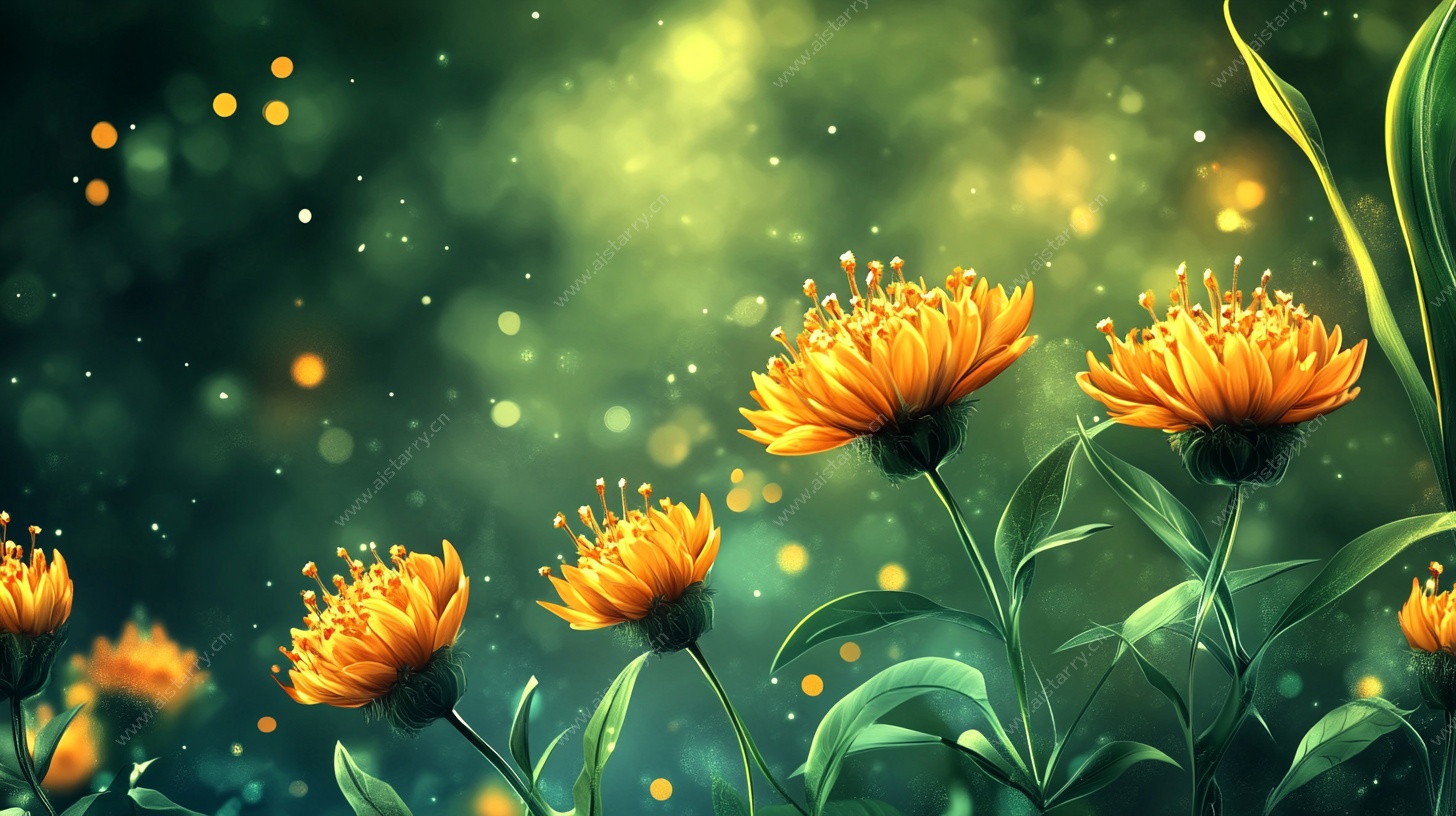 梦幻金菊绽放奇幻绿境