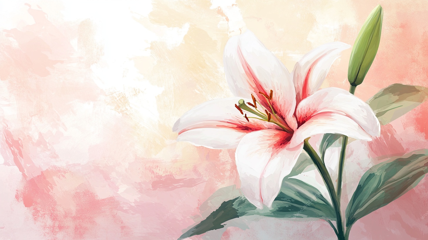 水彩百合花插画