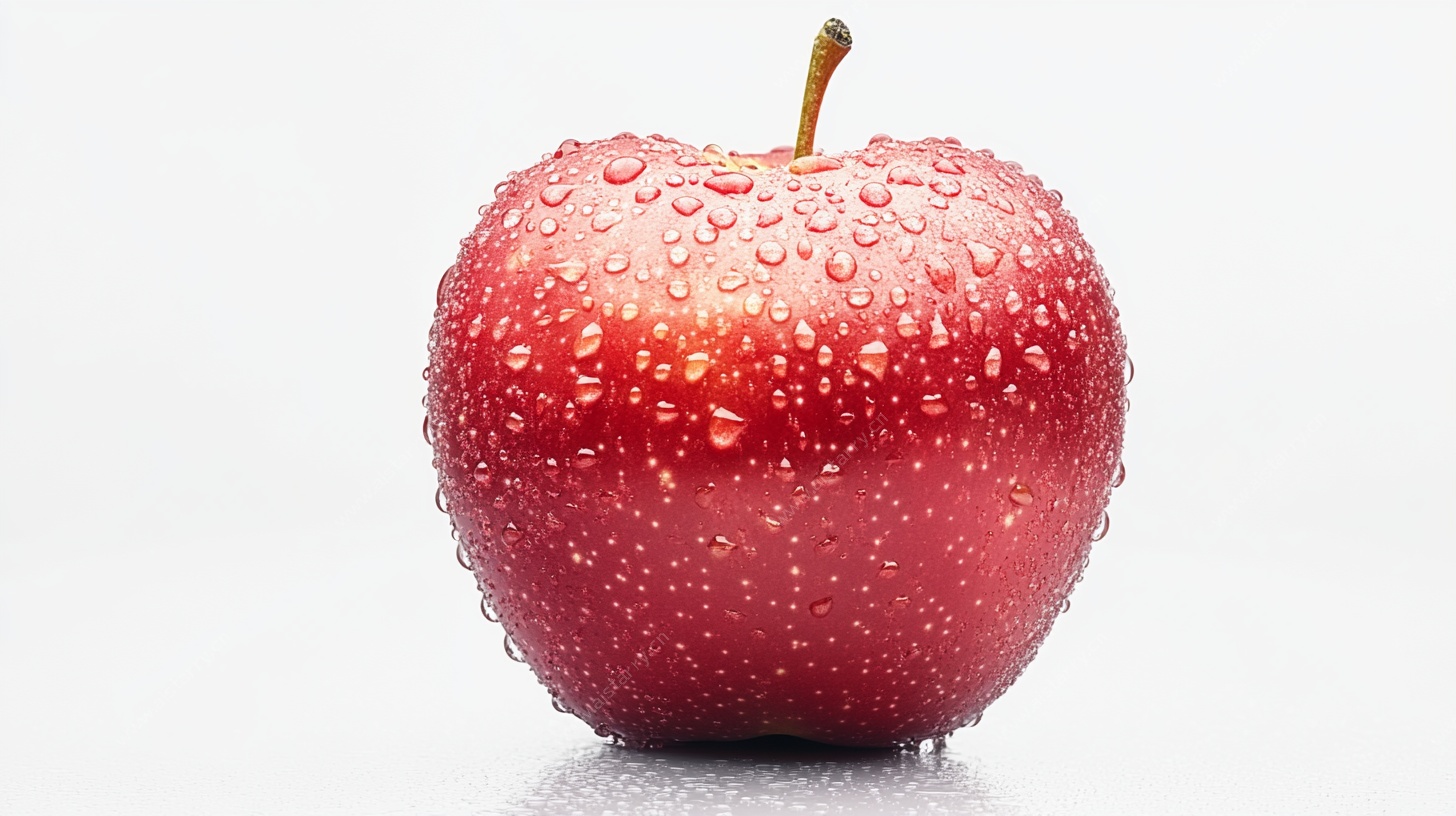 带水珠的红苹果特写