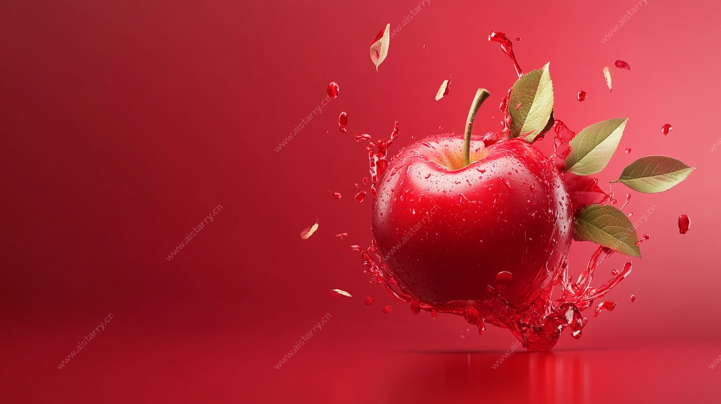 红苹果飞溅的视觉盛宴