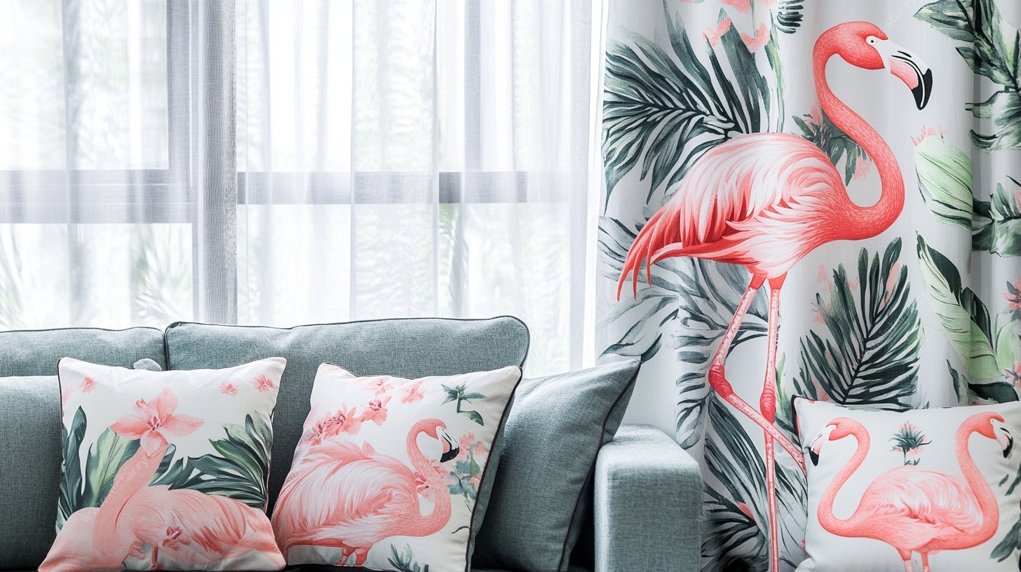 火烈鸟主题时尚客厅一角