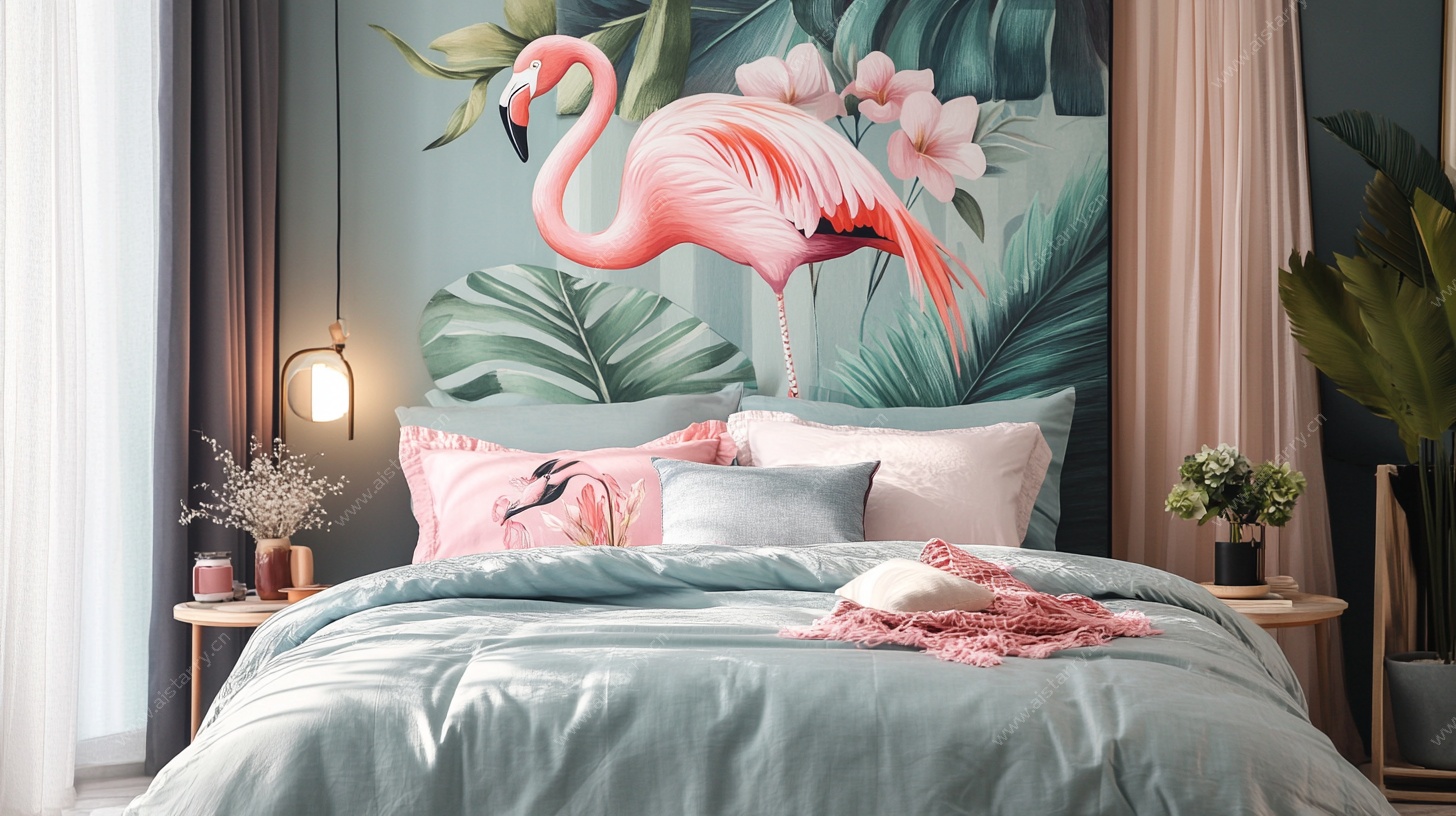 火烈鸟主题卧室温馨一角