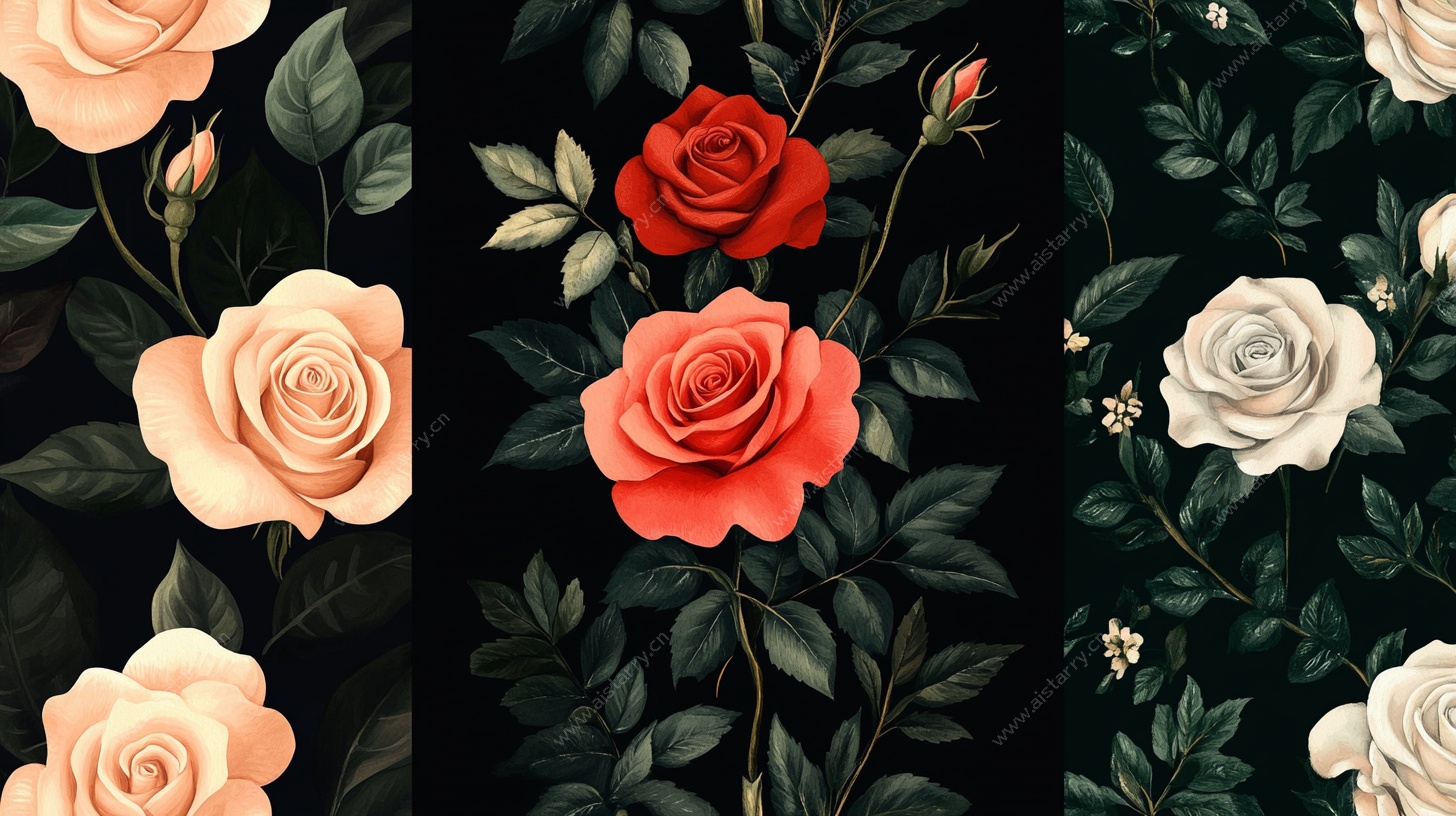 复古花卉拼贴艺术插画