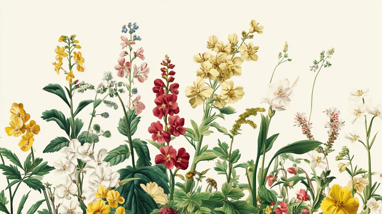 缤纷花卉手绘插画