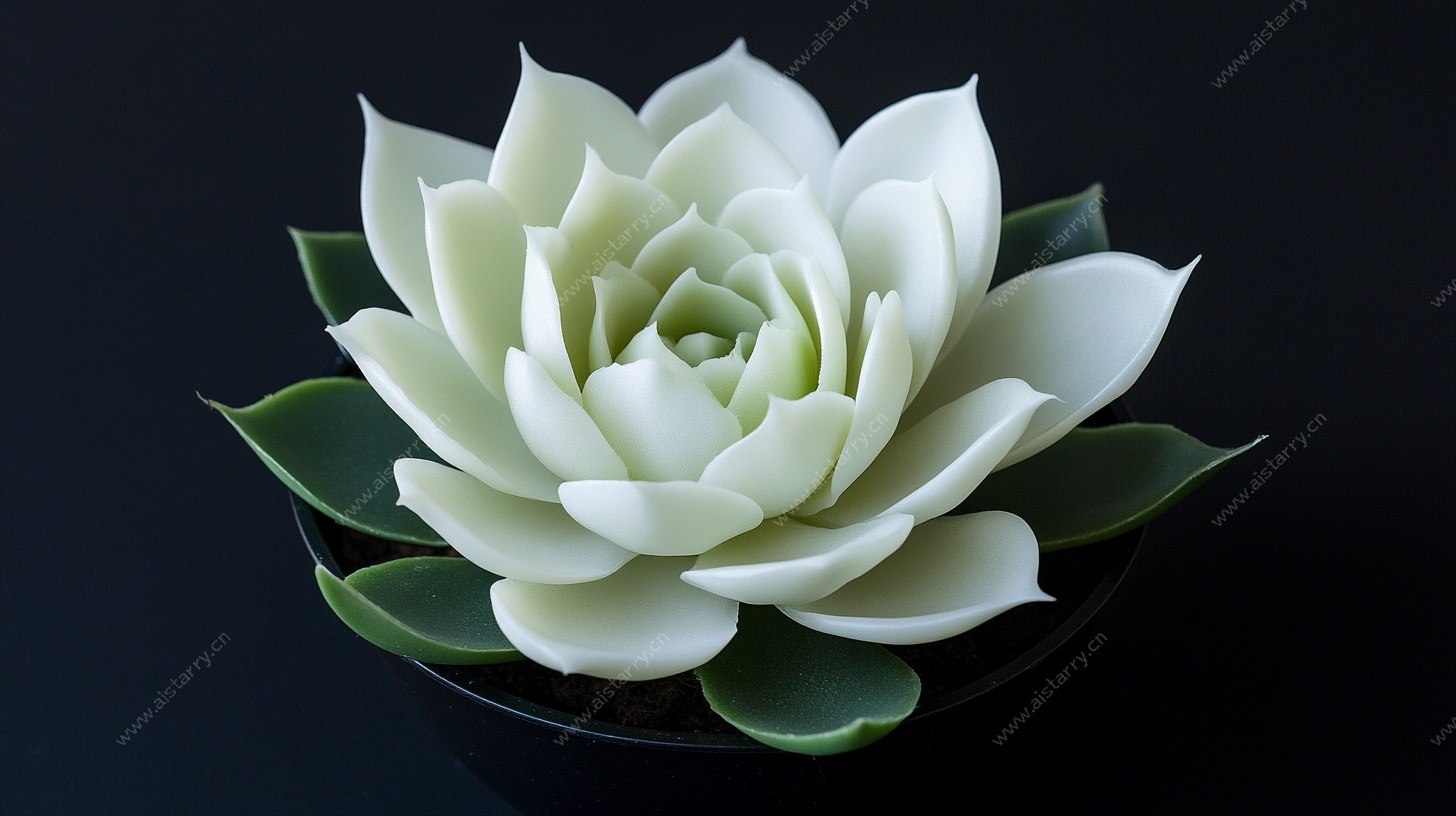 白瓷质感多肉植物特写