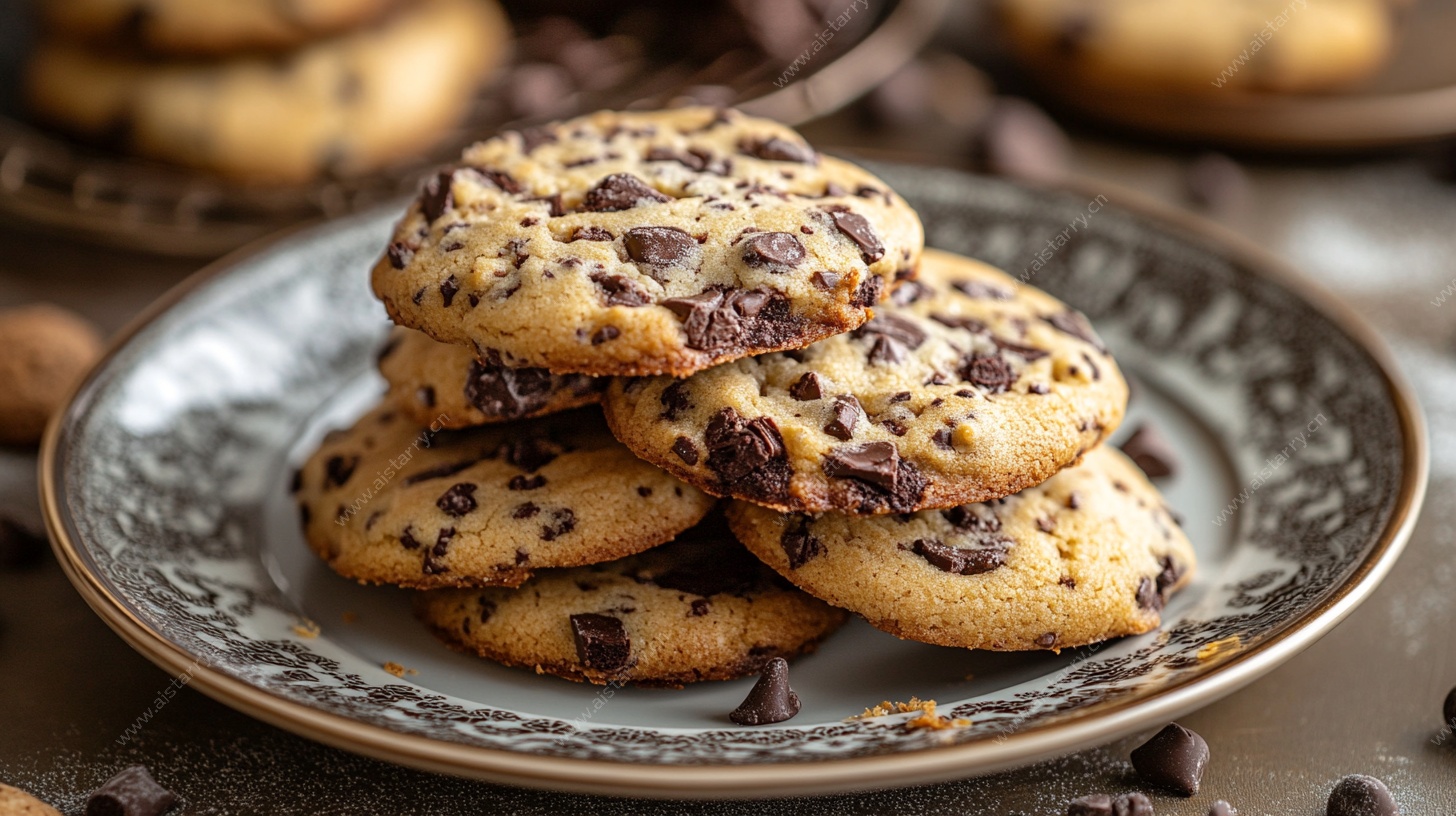 美味巧克力曲奇饼干堆叠