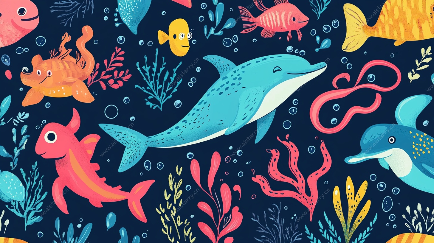 海底欢乐动物世界图案