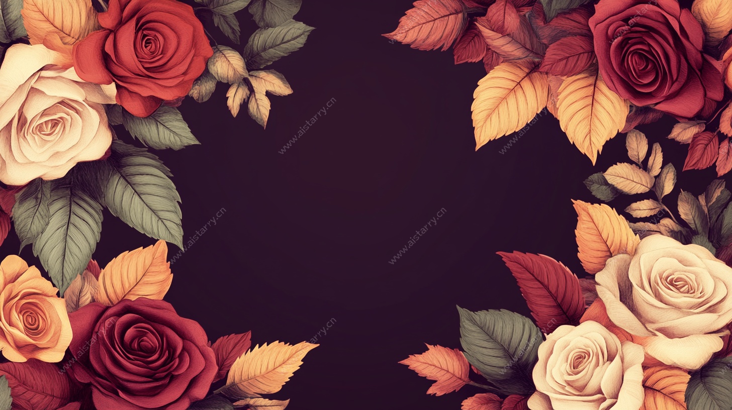 复古玫瑰花卉装饰图