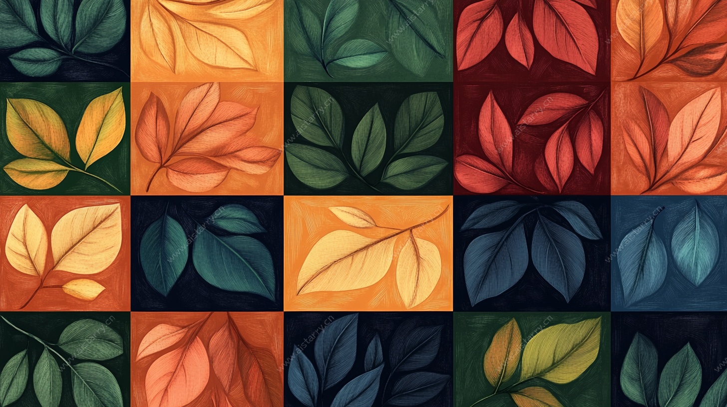 秋叶图案拼接背景图