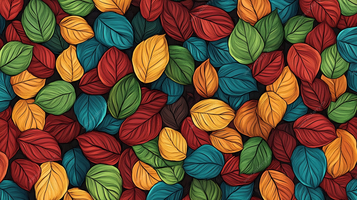 多彩秋叶无缝图案背景