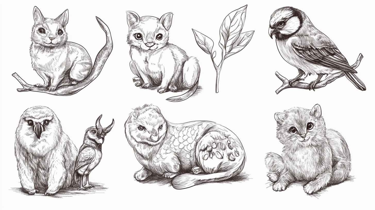 手绘萌宠动物插画集合