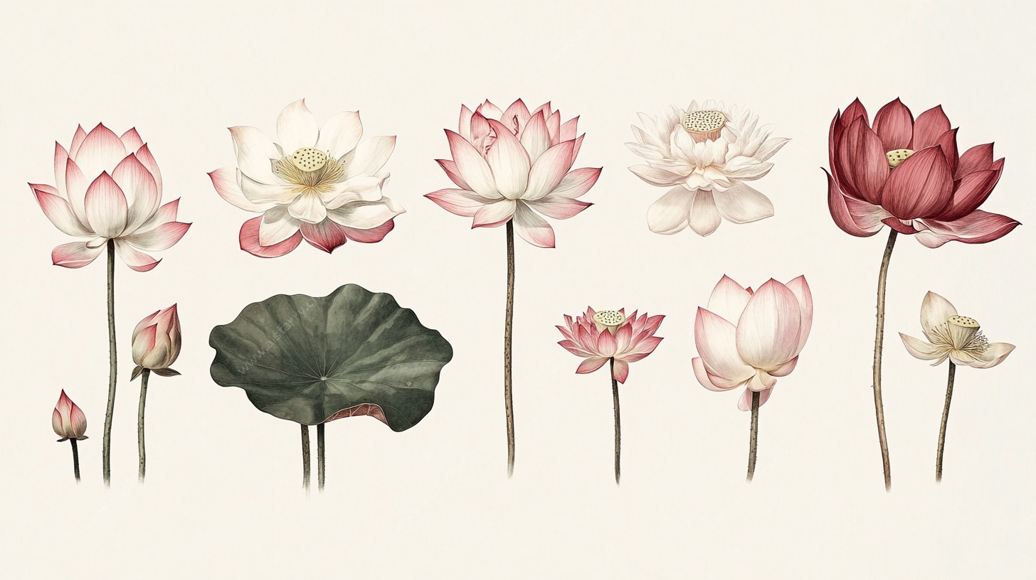 水墨风荷花插画集合