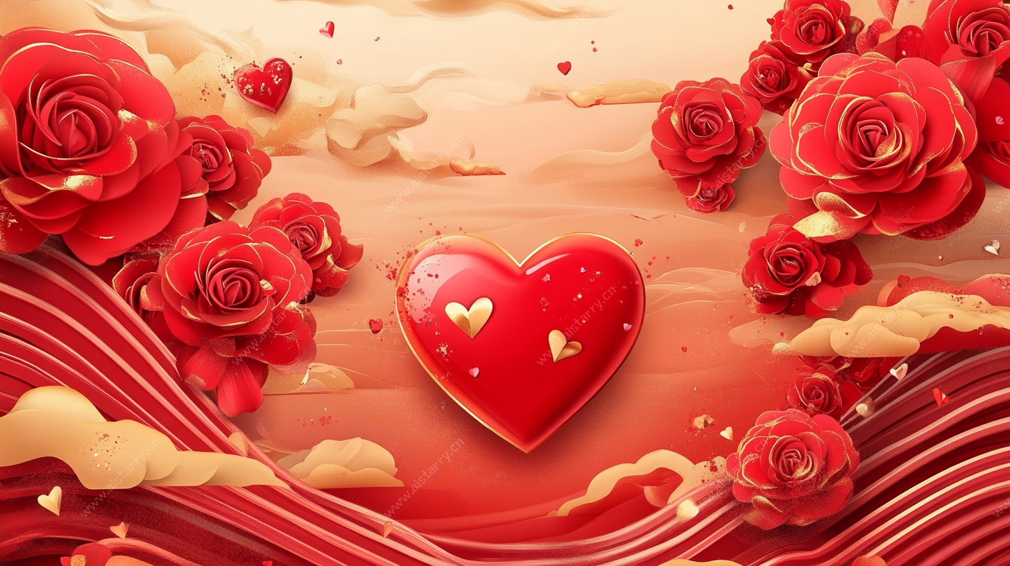 红心玫瑰浪漫背景图