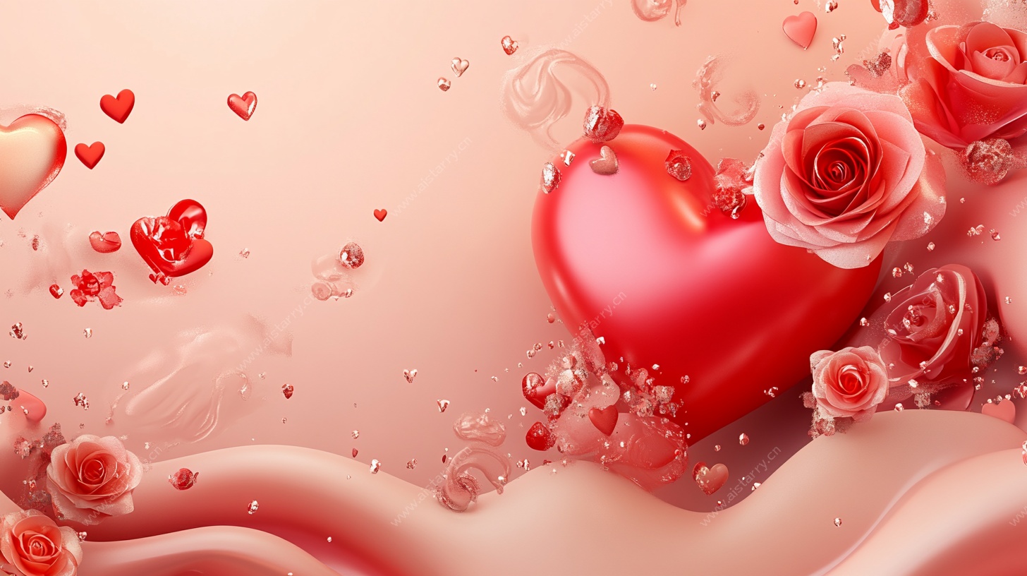 浪漫爱心玫瑰梦幻场景