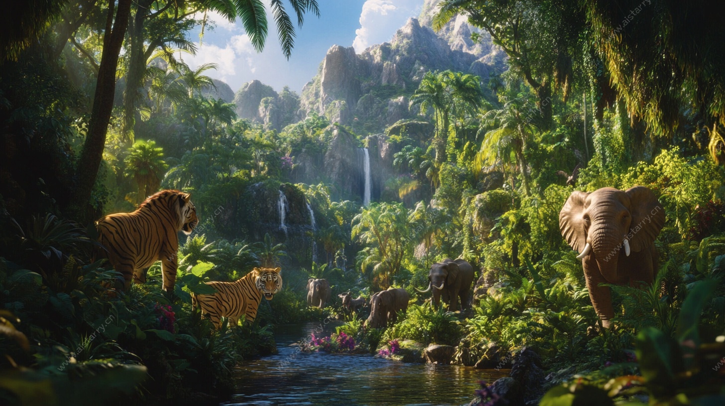 奇幻丛林动物大场景