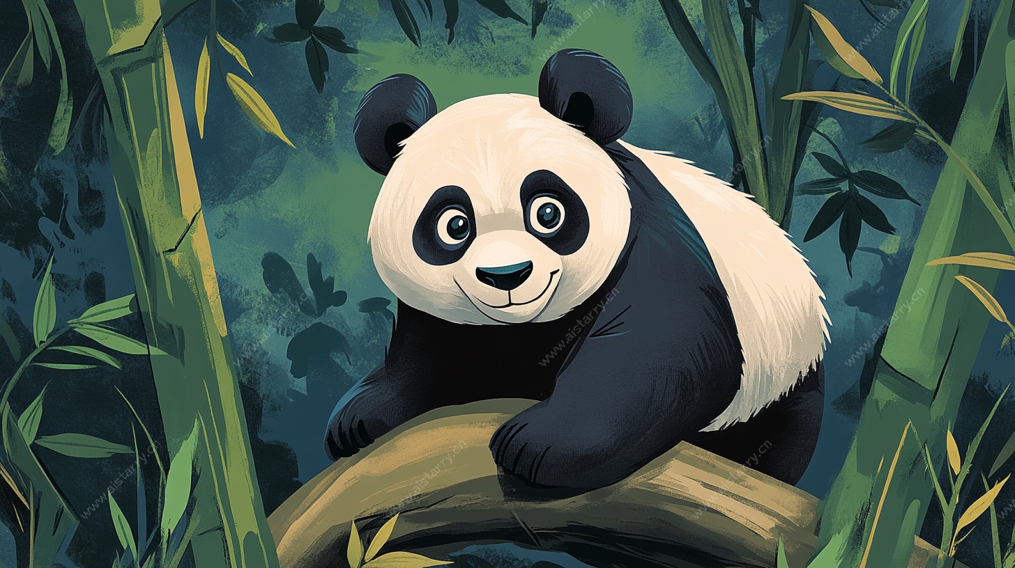 熊猫栖息于翠绿竹林间