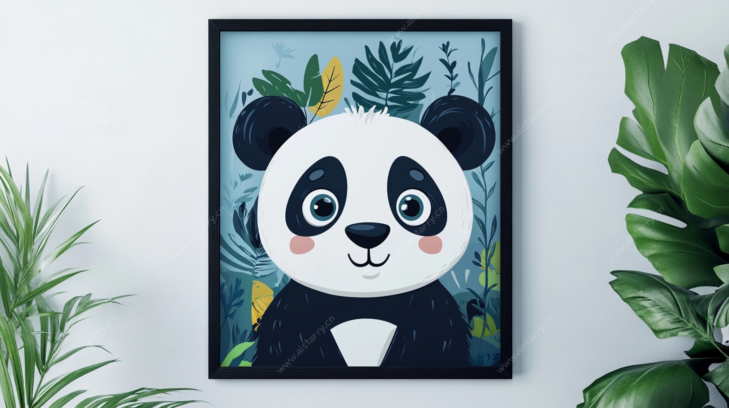 可爱熊猫插画装饰画