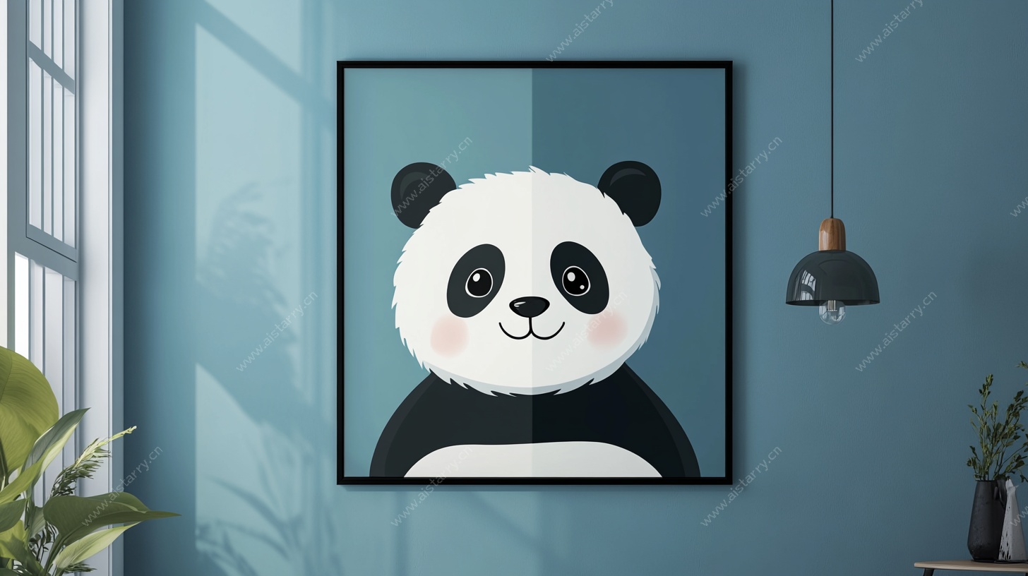 可爱熊猫挂画装饰室内空间