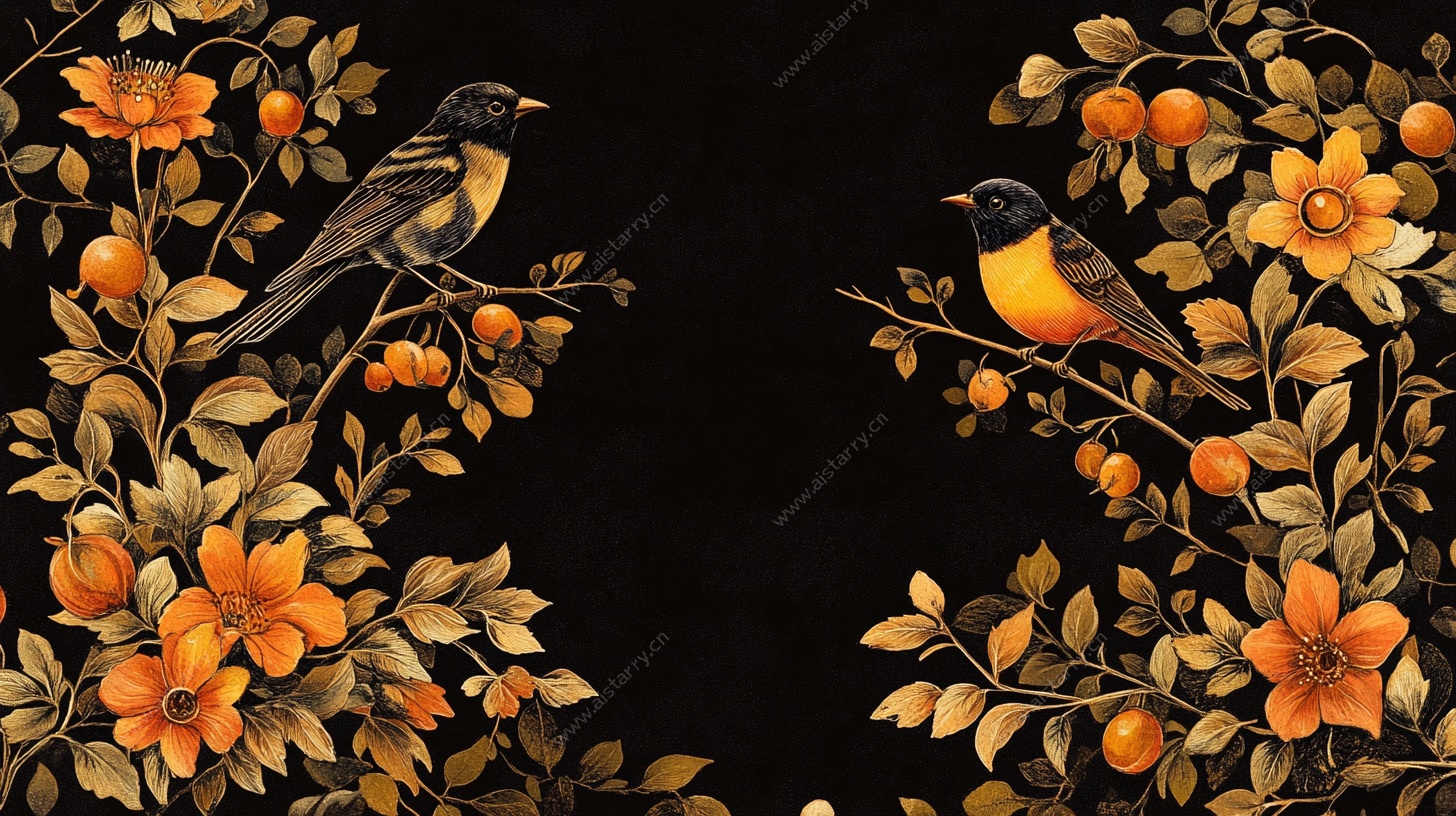 花鸟黑金装饰画
