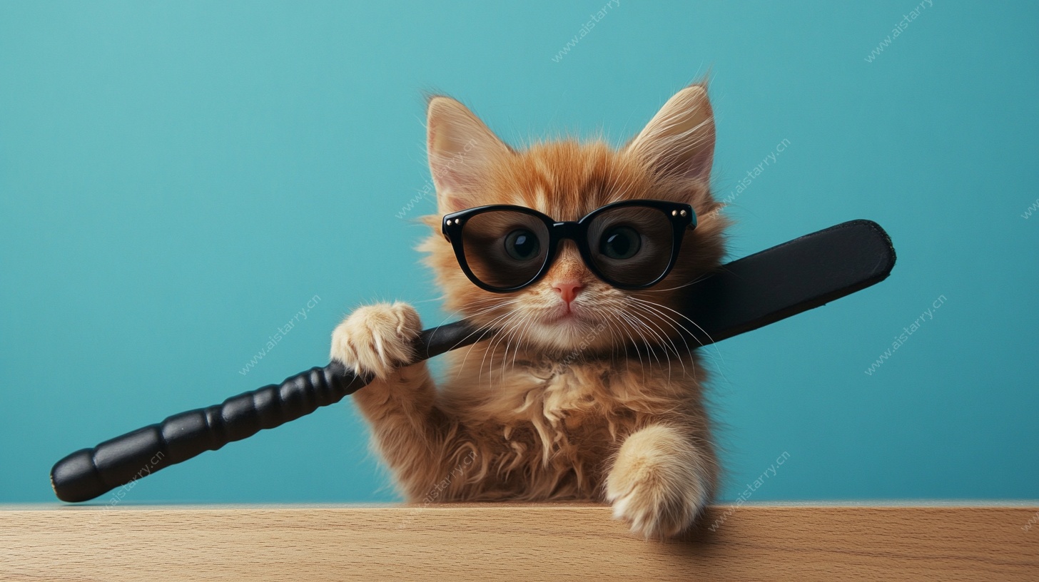 酷萌小猫扛球拍