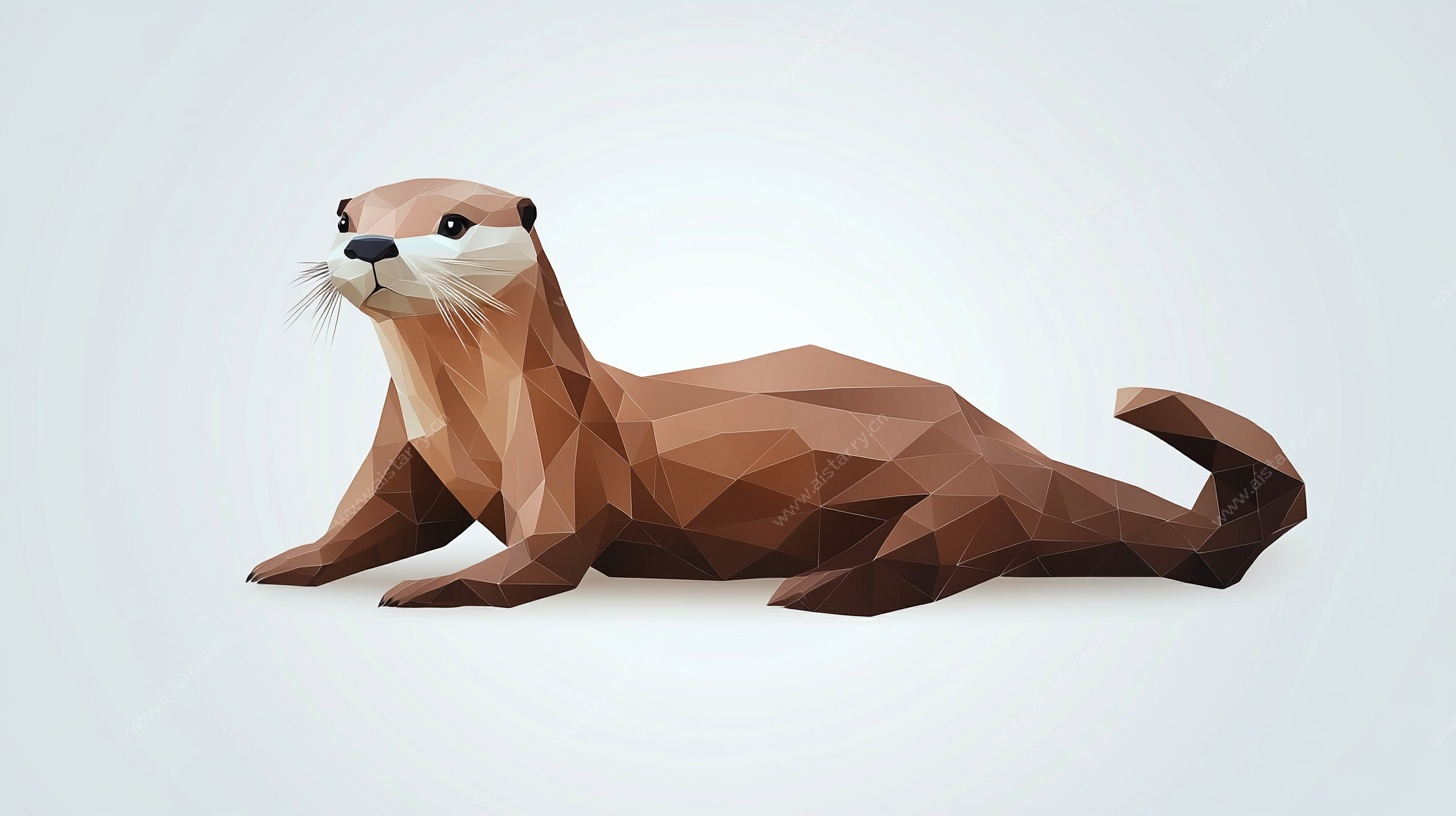 低多边形水獭插画