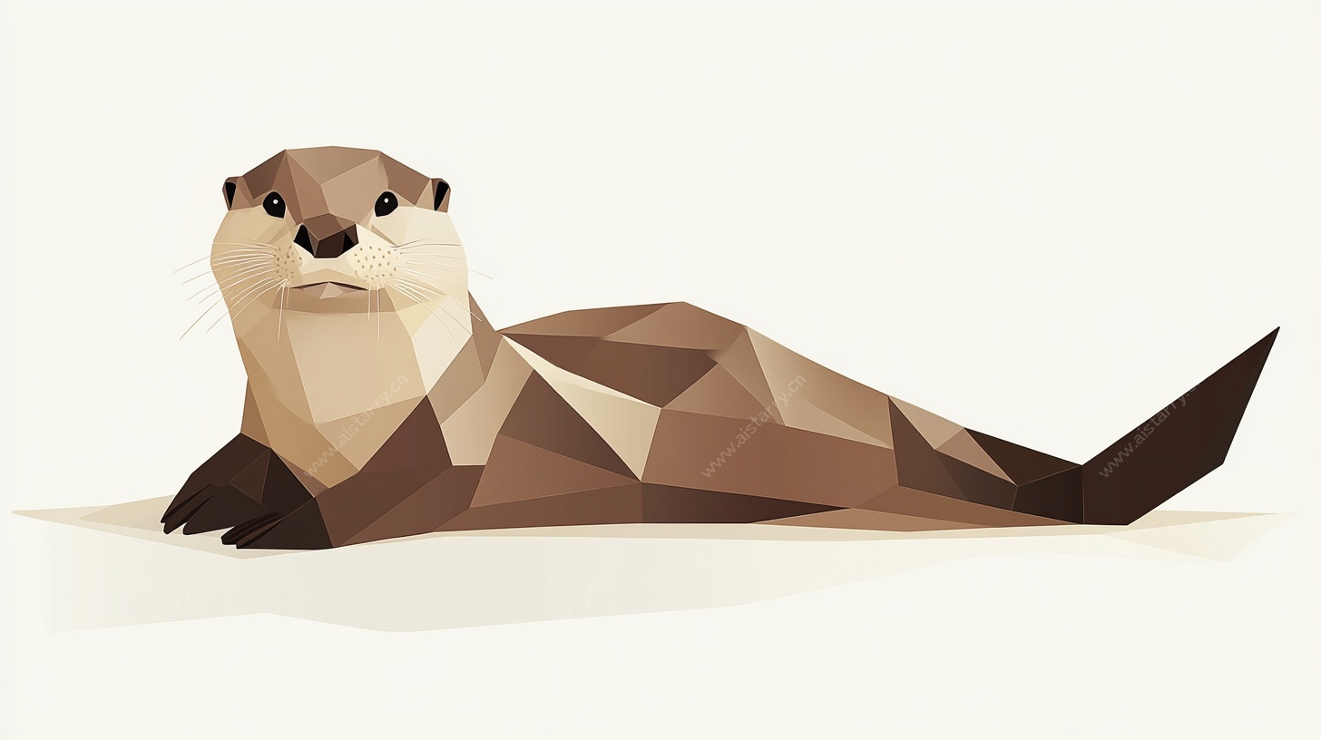 几何风格水獭插画