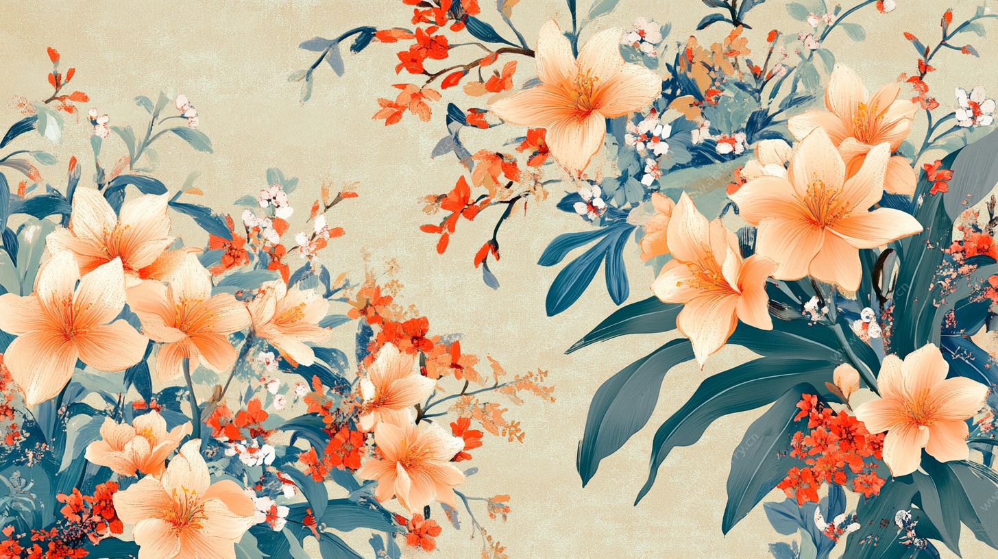 中式花卉图案背景图