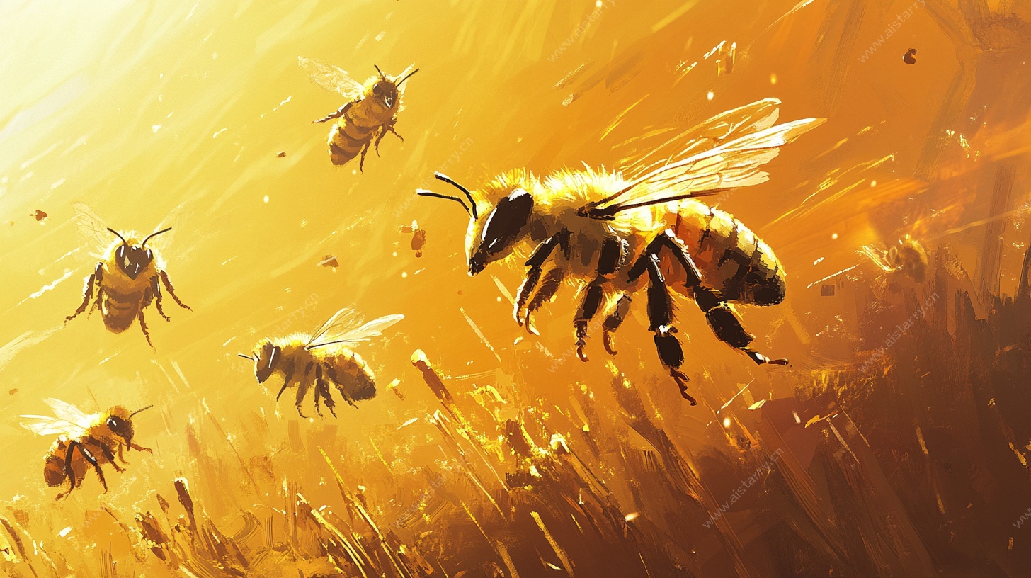 阳光下飞舞的勤劳蜜蜂