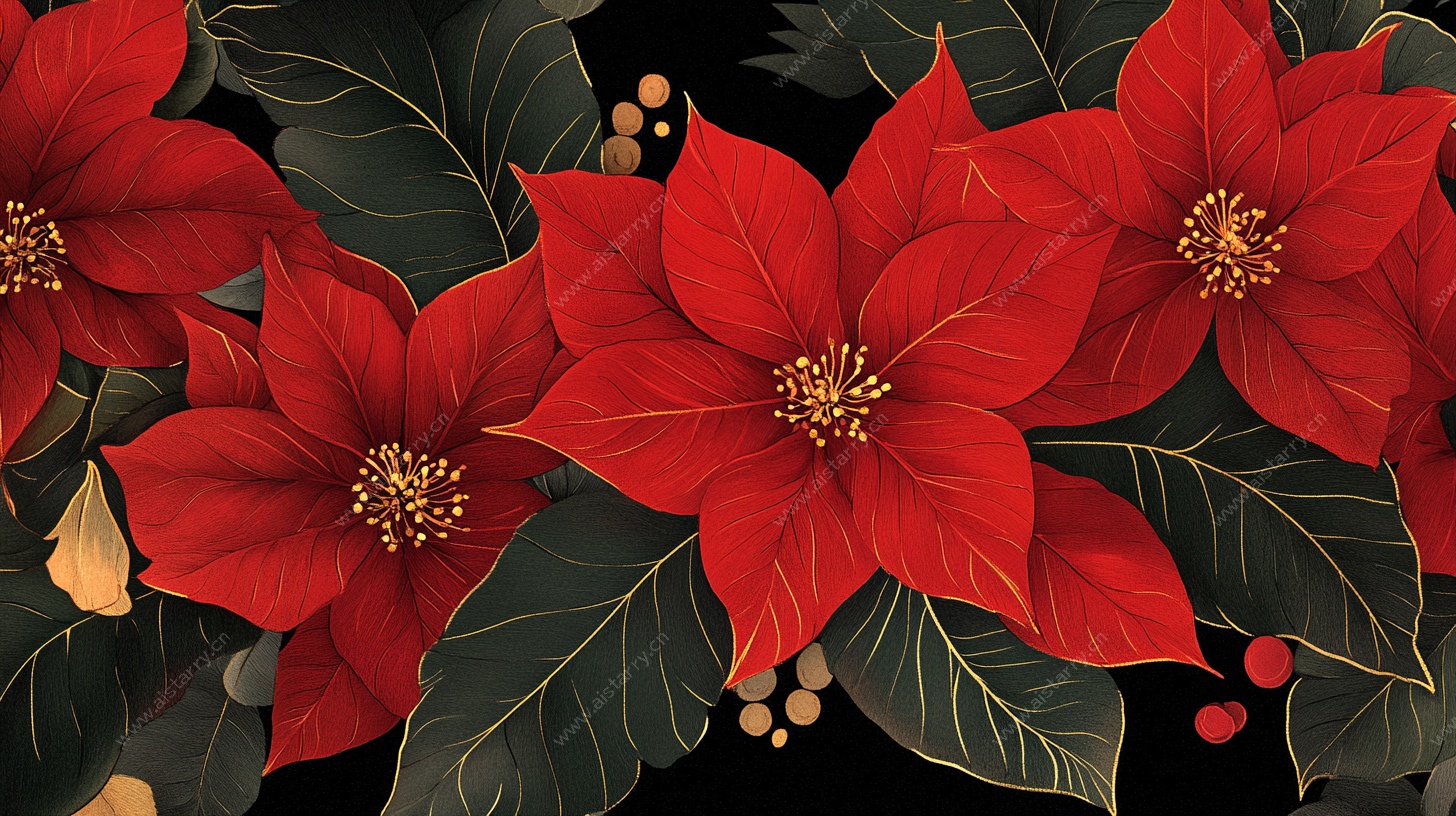 圣诞红花卉图案背景图