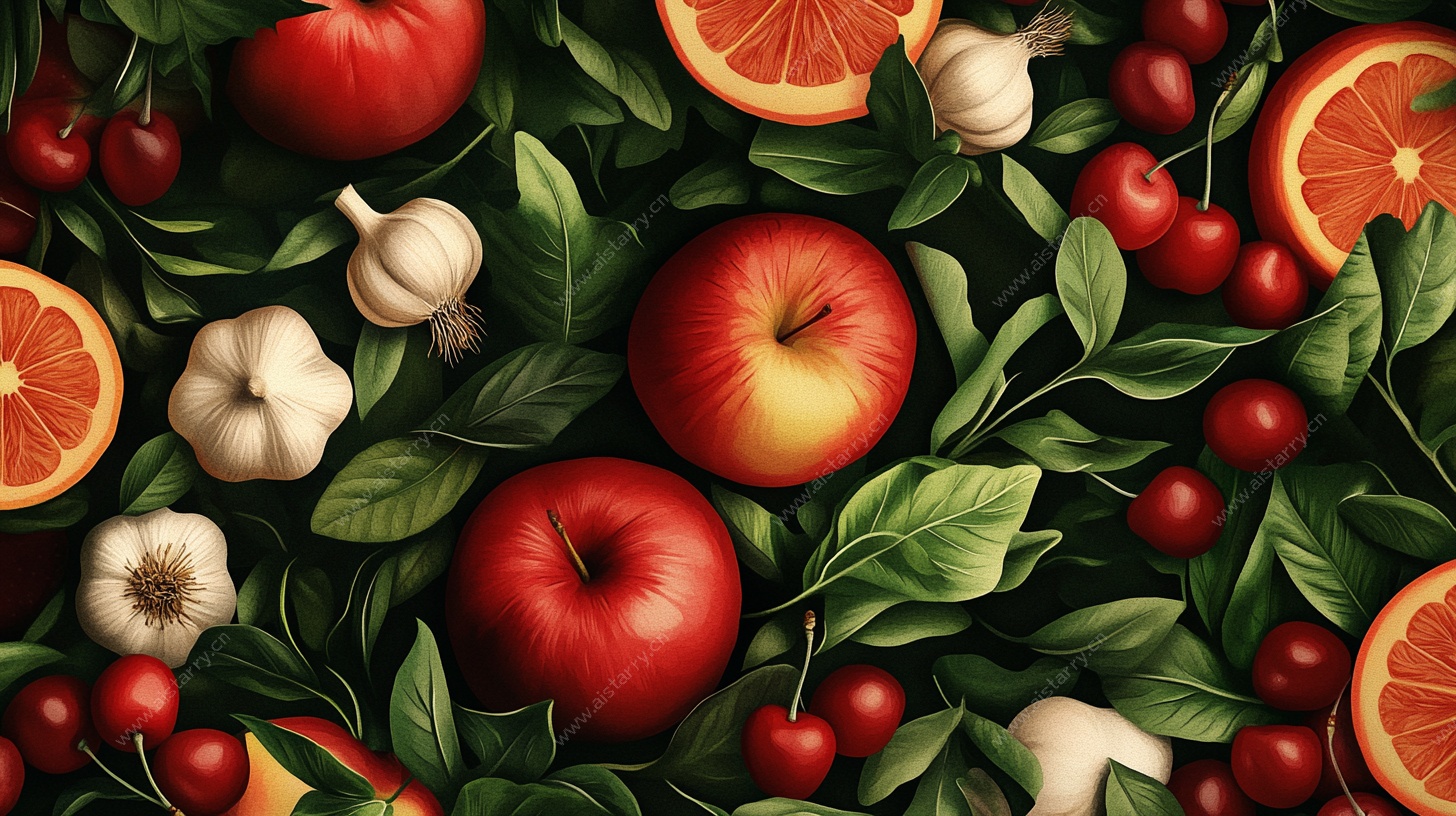 缤纷水果与蒜的创意组合