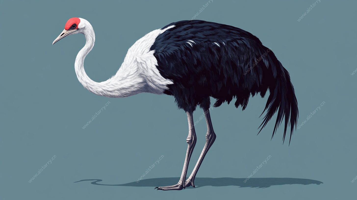 站立的丹顶鹤插画
