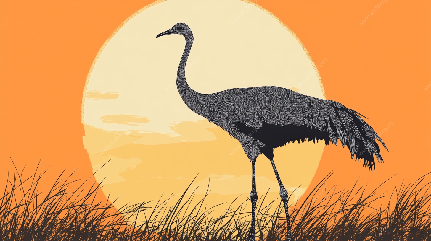 夕阳下的优雅鹤影