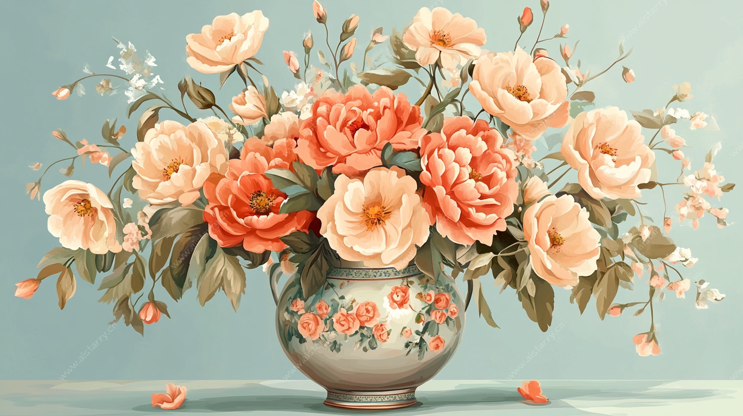 花瓶中的柔美花卉