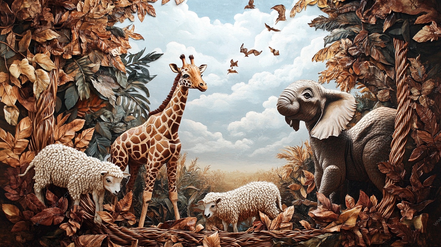 森林中的动物奇妙聚会